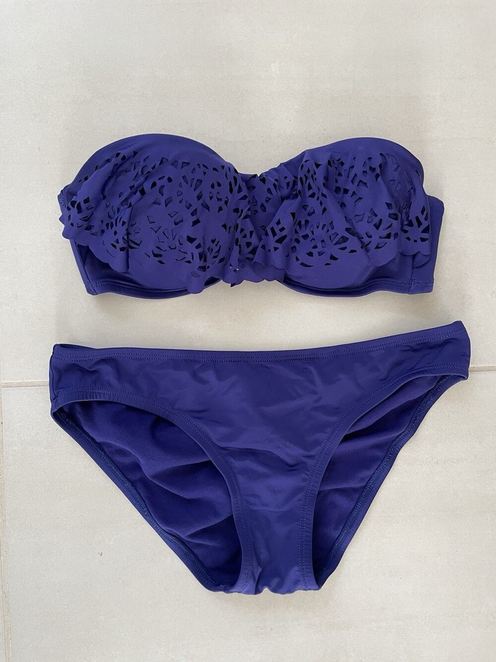 Laundry Shelli Segal Swim Bikini Swimsuit Strapless Laser Cut Swimwear